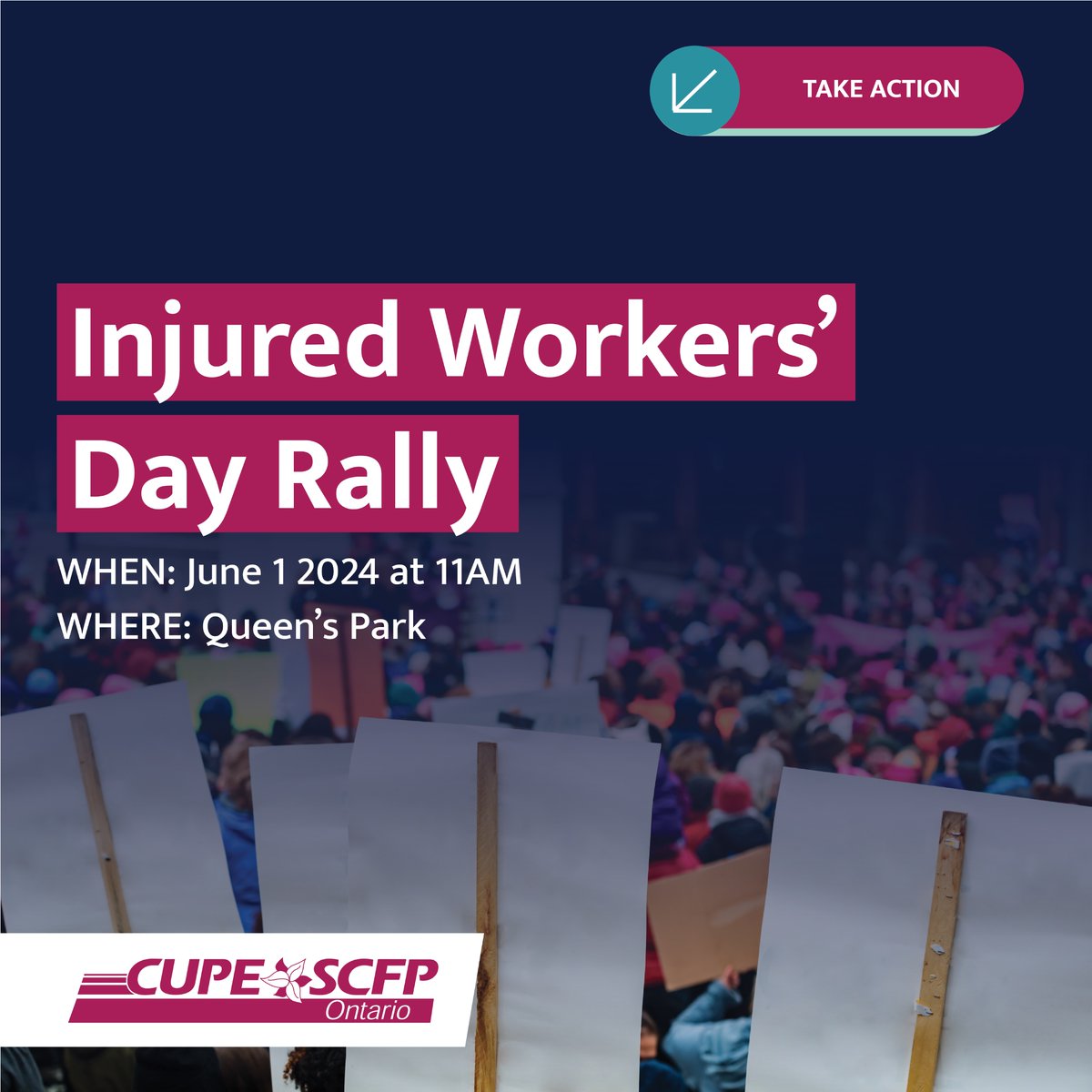 We'll be joining the @OFLabour at a rally on Injured Workers' Day on June 1 in Toronto to demand the Province enshrine basic protections for those who are injured and made ill at work, including important items like: WSIB coverage for all workers; unimpeded access to healthcare;