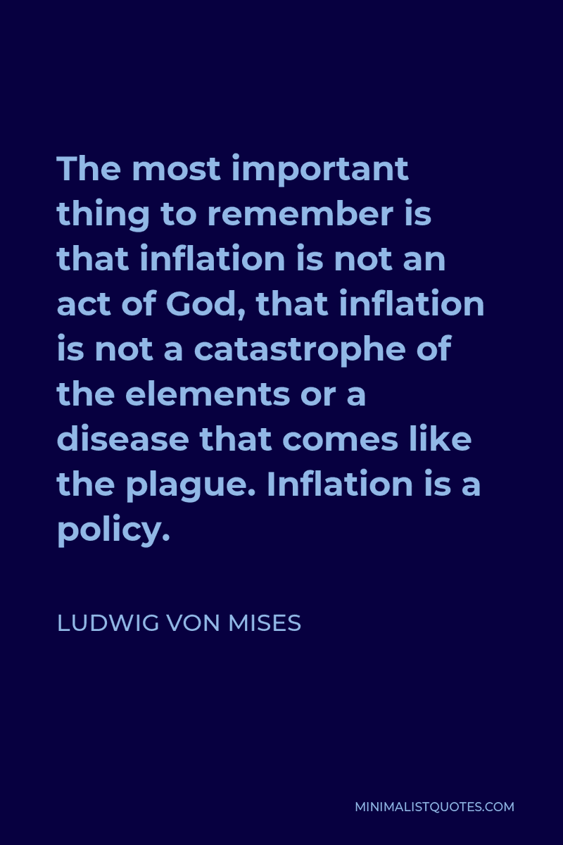 @PathosToWhack @rajatsonifnance 1/2 Your definition of inflation is off. Inflation = The increase of the total money supply.  Usage/velocity of money ≠ inflation.  Hyperinflation it is historically caused by unlimited increases in the total money supply.  Read up on what Mises had to say on the topic.