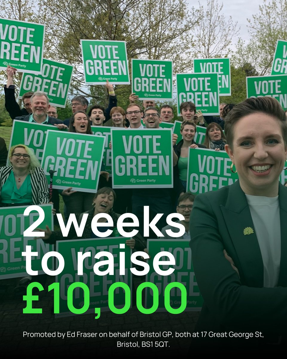 💚 We turned Bristol Green! 🏆 A record-breaking 34 Councillors 📈 Clean sweep in Bristol Central Next stop: Green MP. Unlike other parties, we aren't funded by big business and vested interests. We are powered by people like you. Help us today 👇 crowdfunder.co.uk/p/turn-bristol…