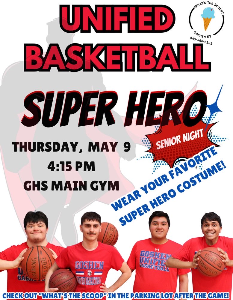 ⁦<a href="/GoshenUnified/">Goshen Unified Basketball</a>⁩ Super Hero Senior Day TODAY! Dress to impress and we’ll see you there.