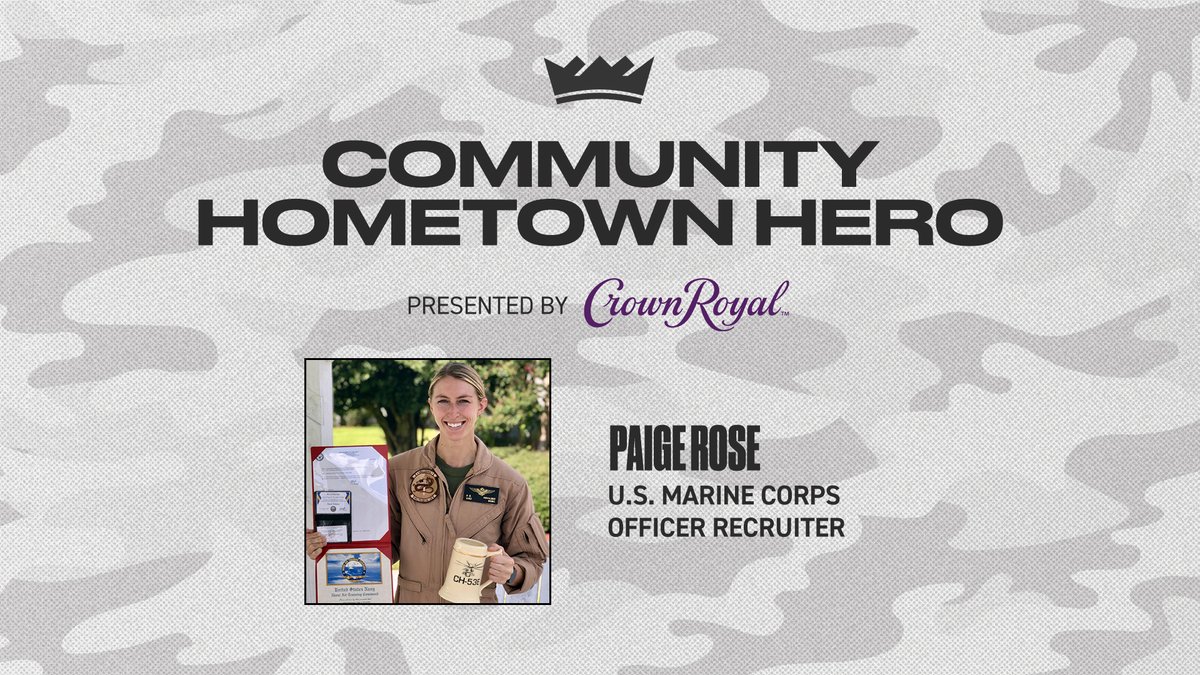 The Sacramento Kings and Crown Royal were proud to recognize Captain Paige Rose, U.S. Marine Corps Officer Recruiter, earlier this season. Community Hometown Heroes Presented by @CrownRoyal