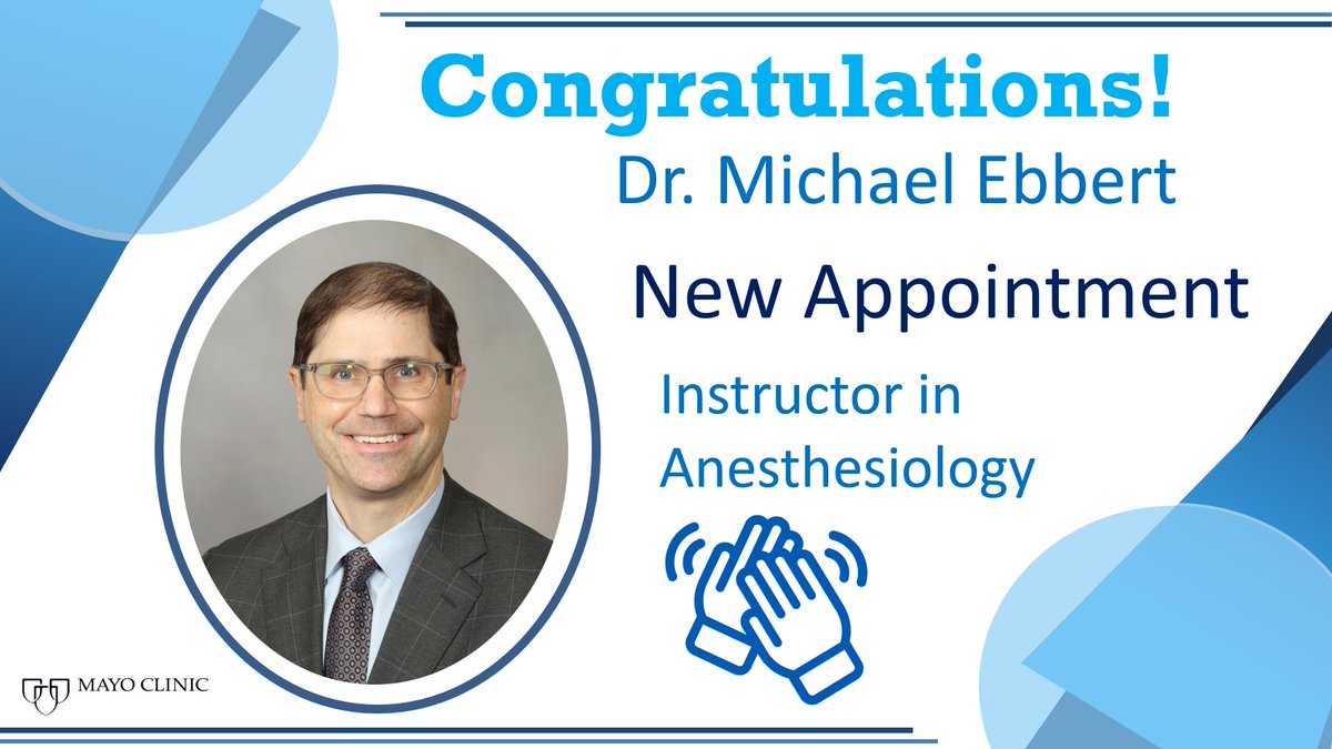 Congratulations on your appointment Dr. Ebbert