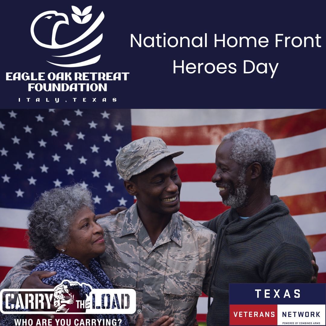 National Home Front Heroes Day is a day to celebrate and honor the contributions, sacrifices, and support of the men and women who have stood behind our Military Service Members in the past and present. 
#EagleOakRetreat #Texas #HomeFrontHeroesDay #Veterans #PTG #WarriorPATHH