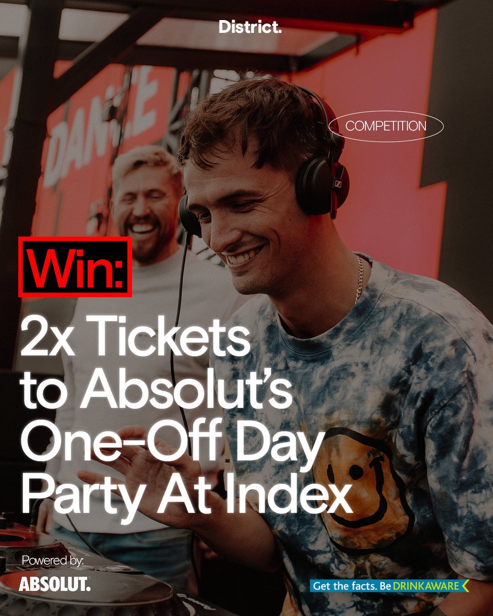 Win 2 tickets to Absolut X, the 5-hour daytime clubbing experience taking over Index on May 11th from 1-6pm. International DJ Ewan McVicar headlines this special one-off event. To win: Like, RT & Follow Enjoy Absolut responsibly, visit drinkaware.ie for the facts. #Ad