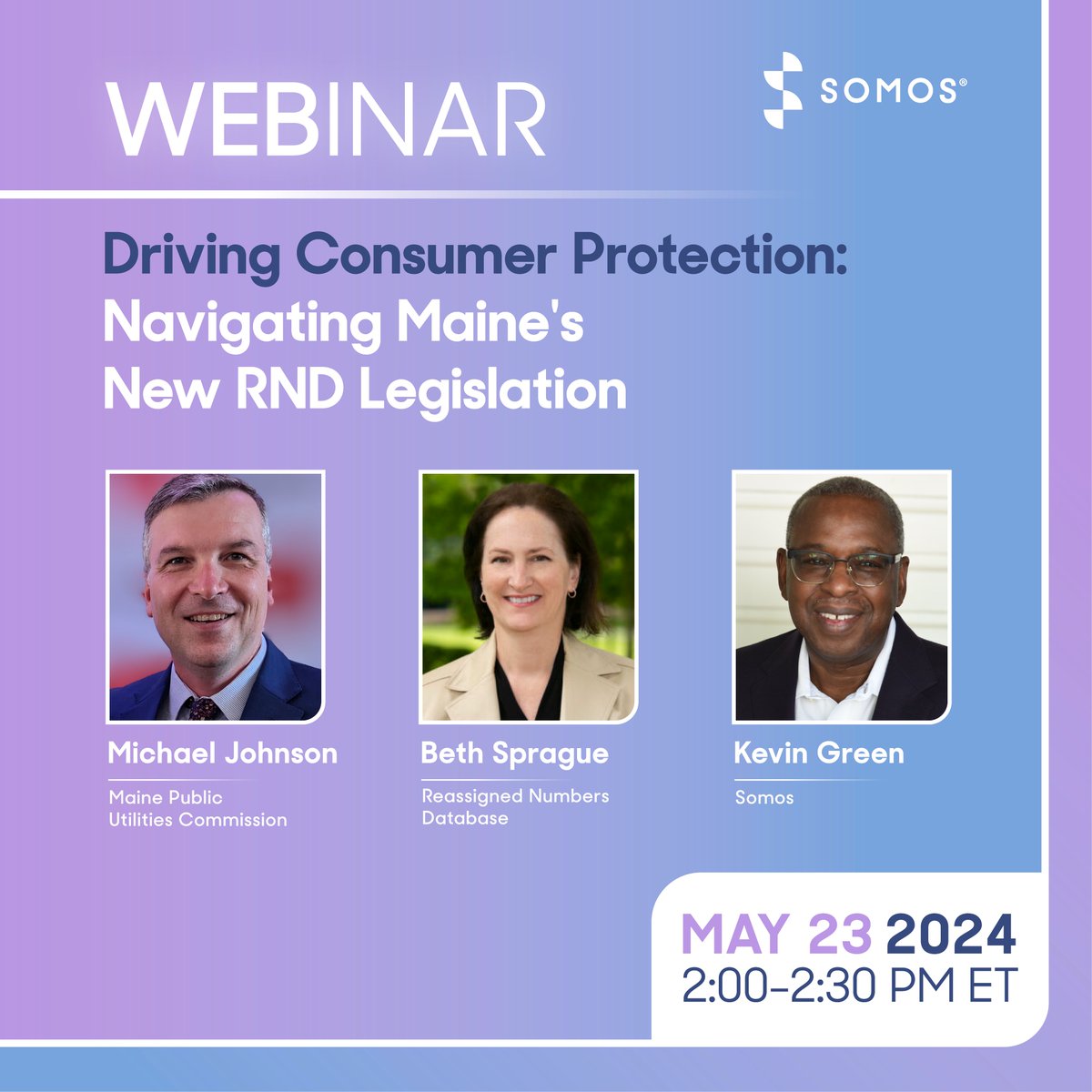 Join experts from Somos, @Maine_PUC and @reassignedTN for a moderated discussion around Maine's recent legislation aimed at protecting consumers from unwanted calls! Register now to secure your spot! bit.ly/3wo2sd0