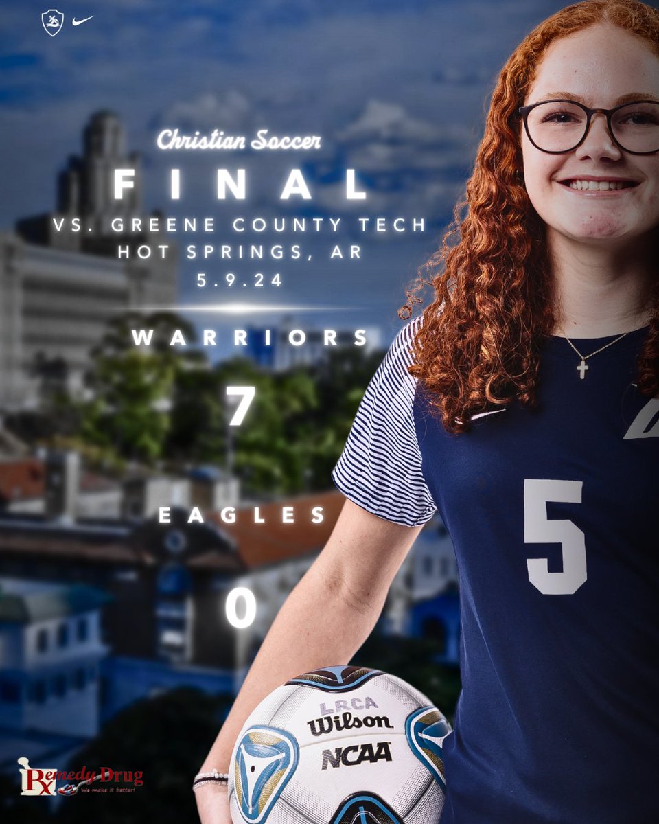 LADY WARRIORS ADVANCE Girls soccer takes round 1 against the Greene County Tech Lady Eagles by a score of 7-0. They will take on the Lakeside Lady Rams tomorrow morning at 10:00 a.m. #WARRIORVILLE PRESENTED BY REMEDY DRUG