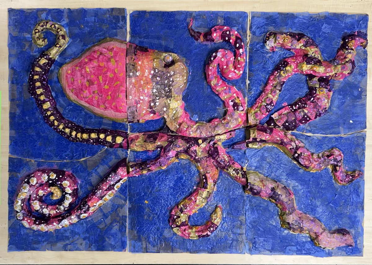 I’ve been busy creating sea creatures today with the Year 5 students from @BWPSchool. This afternoon we made this large octopus sculpture as one whole team! 😮 They’ve shown great skill and collaboration. darrellwakelam.com