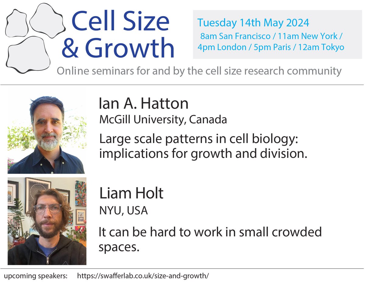 Join us next Tuesday on zoom for another Cell Size and Growth seminar! Free registration found here - swafferlab.co.uk/size-and-growt…