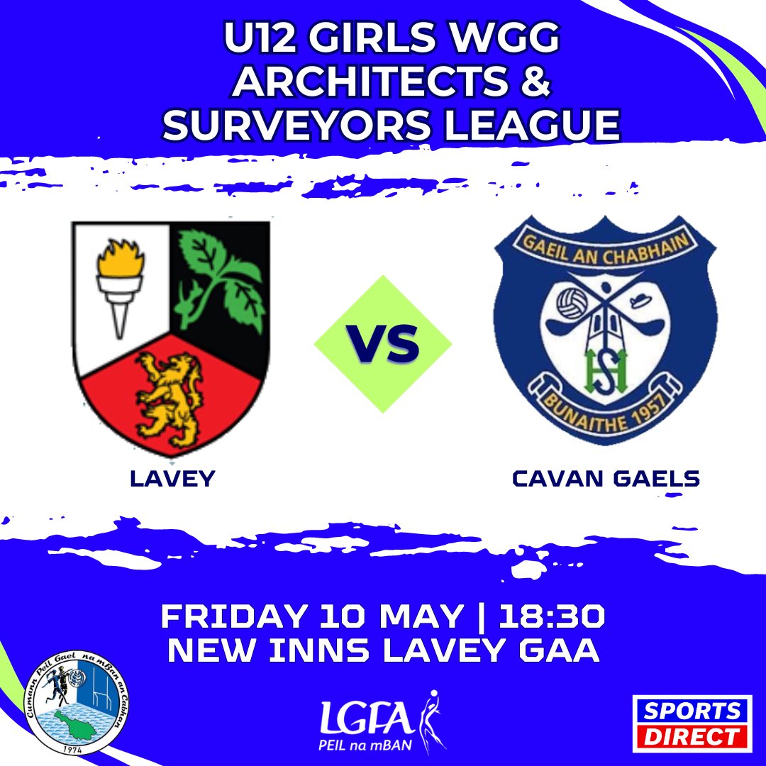 📆 U12 Girls Fixtures 🏐 

Our U12 girls travel to @LaveyLadiesGAA on Friday evening in the next round of their league! 

Throw in at 6:30pm in New Inn’s, all support greatly appreciated 🔵⚪️ 

#gaeilanchabháin #oneclub #gaelsabú #borntoplay