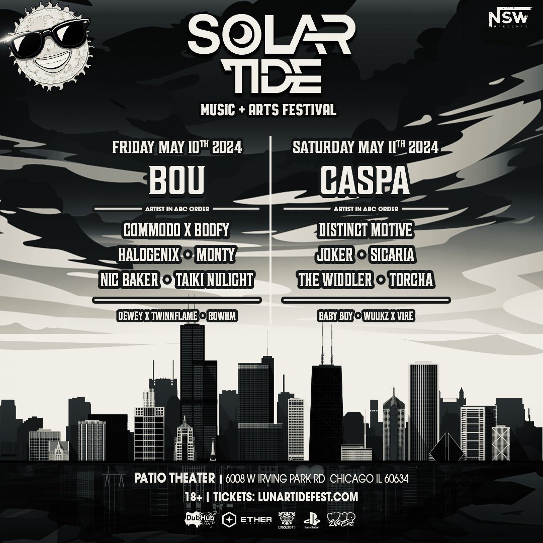 LunarTideFest's tweet photo. 𝙏𝙊𝙈𝙊𝙍𝙍𝙊𝙒 🌞🌊

We’ve only got ONE MORE DAY until we reunite for an insane weekend of music! 😈🎶

@caspaofficial @bou_dnb @Halogenix @The_Widdler @DistinctMotive @torchadub &amp; many many more flexing a MASSIVE HSD system from @RoninChicago 

Grab those passes in our bio!📱 https://t.co/WhG3E7493a