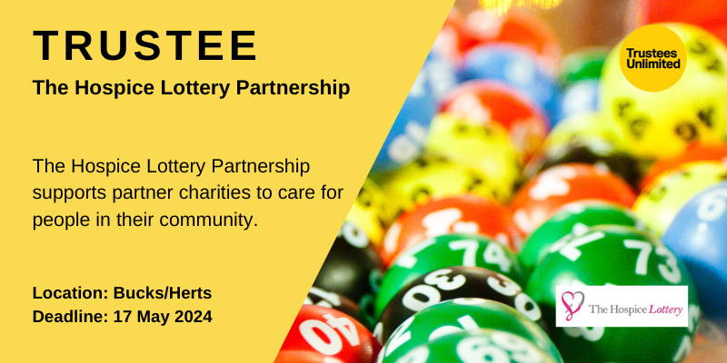 **NEW TRUSTEE OPPORTUNITY**

 #HospiceLottery 

Deadline: 17 May 2024
More info: ow.ly/C6cE50Rycf9

 #TrusteeOpportunity #HospiceLottery #CharityTrustee #NonprofitLeadership #StrategicDirection #Trustee