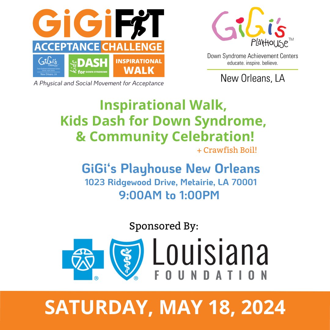 Please join us for our GiGiFIT Acceptance Challenge on Saturday, May 18 at 9am. Register Now: gigisplayhouse.org/neworleans/gig…