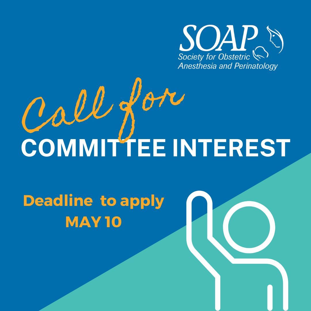 DON'T MISS the chance to share your voice and expertise! DEADLINE is TOMORROW to volunteer to serve on a Committee or Subcommittee at SOAP! Applications for 2024-25 due May 10. Members can apply on soap.org #SOAP #OBAnes