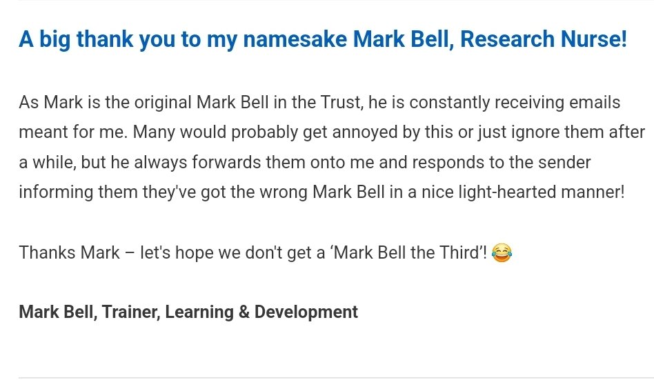 Could the real Mark Bell please stand up? #ThankYouThursday to my namesake! @LivHospitals #TeamLUHFT