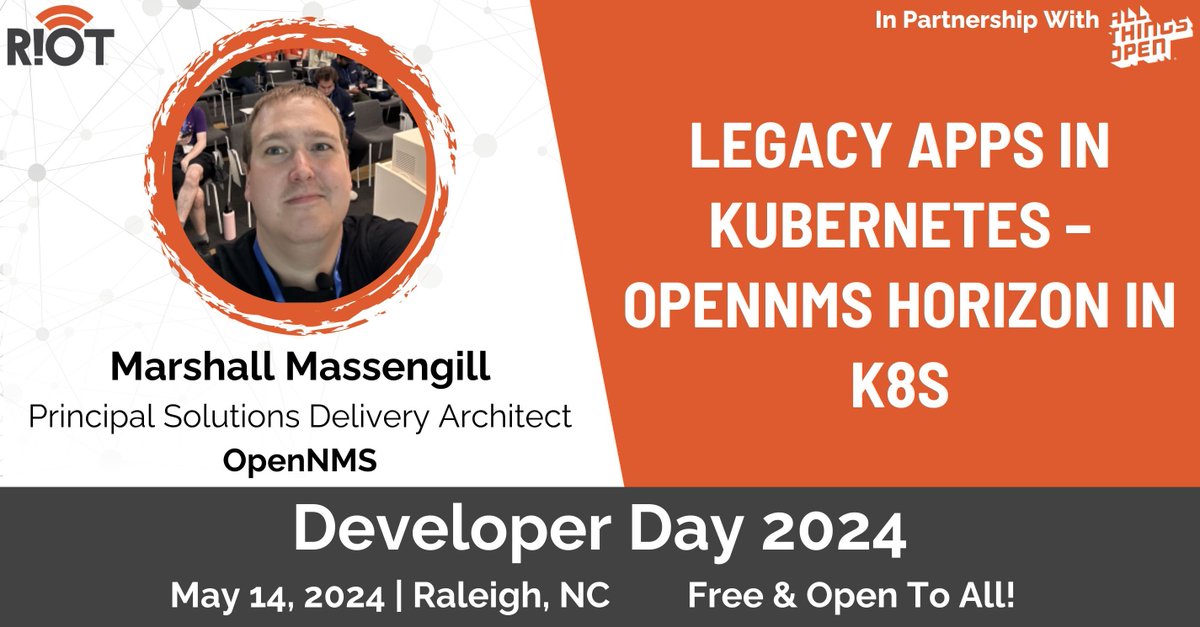 Kubernetes is the new kid in town but not every app fits well in the new infrastructure. Join Marshall Massengill from OpenNMS at #RIoTDevDay2024 & explore what it’s like to set up and run the world’s oldest enterprise grade network monitoring platform. riot.org/developer-day-…