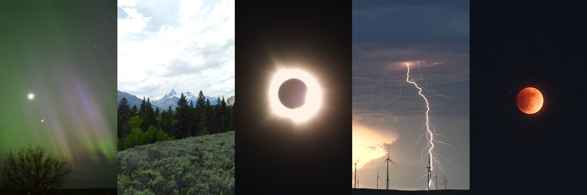 New banner pic 🔥🔥🔥
(left to right)
- 4/2023 Aurora Event, Miles City MT
- 6/2019 Pilot/Index Peak, WY
- 4/2024 Total Solar Eclipse, Cotter AR
- 7/2022 Severe Tstm, Eastern MT
- 5/2022 Total Lunar Eclipse, Miles City MT
