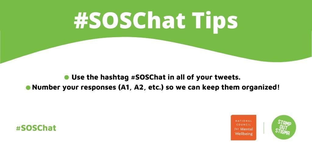 Remember to include the hashtag #SOSChat in your posts so we can see your responses!