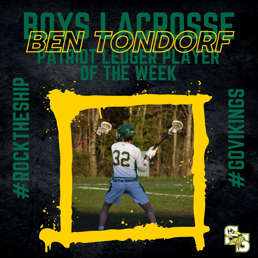 Congrats to Ben Tondorf! Player of the Week for the Patriot Ledger. Very deserving of such honors! @sports_ledger Go Vikings!