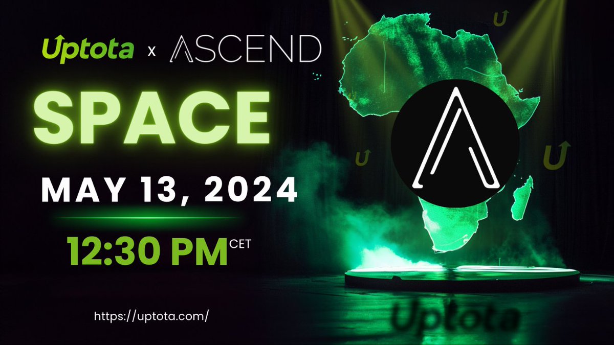 Announcement🎙️ On Monday, May 13, 2024, at 12:30 PM CET, our X-Space event at @web3ascend will take place. We will discuss Uptota in detail and look forward to your questions. We are excited about your participation! Follow us to not miss any news!