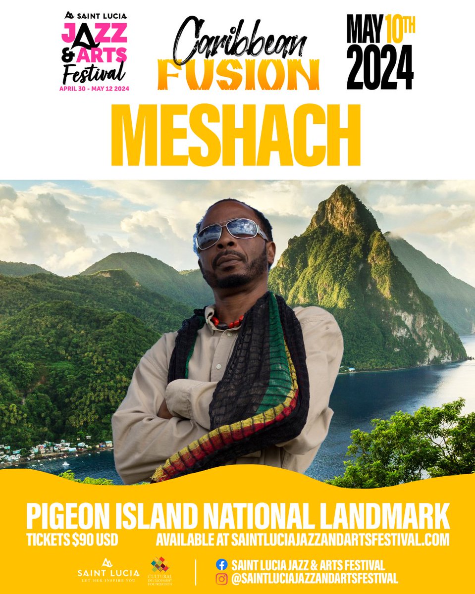 Local stars are bringing the heat to #CaribbeanFusion at #PigeonIsland! Ezra D'Fun Machine and Meshach will light up the stage with incredible tunes on May 10th. 🔥 Grab your tickets at saintluciajazzandartsfestival.com and let's vibe together!