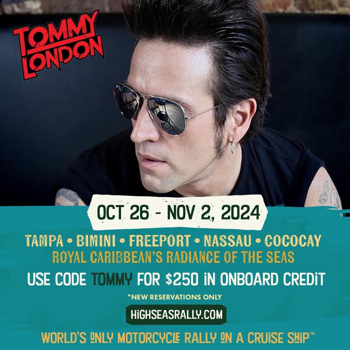 Who’s hopping on the boat in October w/me? I can’t wait for the @HighSeasRally Vixen & Lou Gramm of Foreigner fame will be with me as well! Listen up! Get $250 on board credit when you use code TOMMY! Go here for tix/info👉🏽 highseasrally.com LETS DO THIS! 🤘🏽 #cruise2024