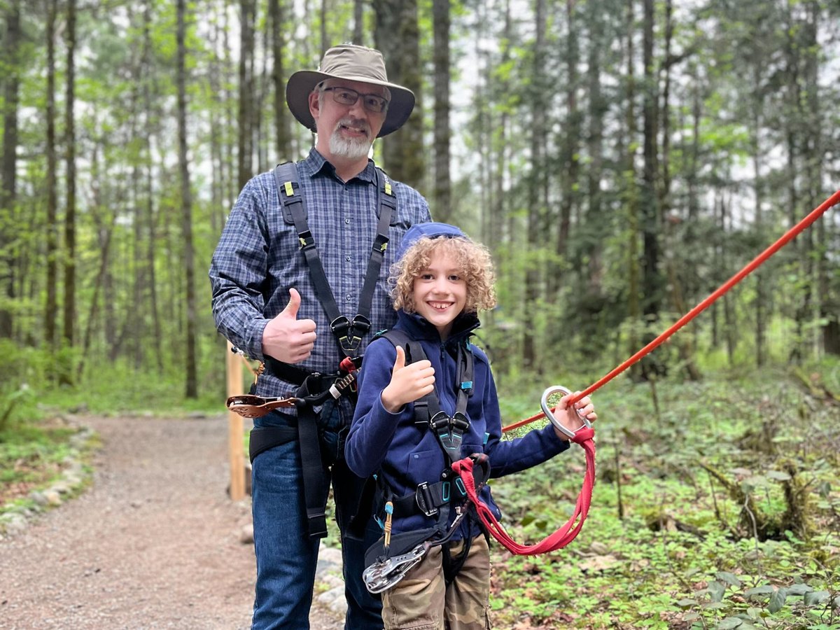 Look up! ☝🏼 CAN Families in #Nanaimo are swinging through the trees! 🌲

Last Saturday, more than 90 participants and family members got adventurous at the WildPlay - balancing on tightropes, climbing up cargo nets, sliding down ziplines, & more!