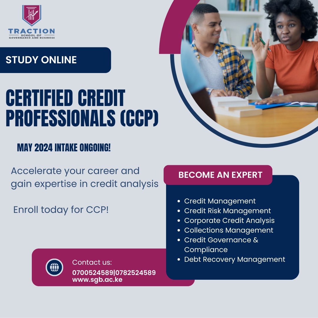Gain Expertise, Boost Your Career. Enroll Now! Click here to register:sgb.ac.ke/certified-cred… for online classes
#CREDITPROFESSIONAL #creditanalysis #creditmanagement #careerdevelopment