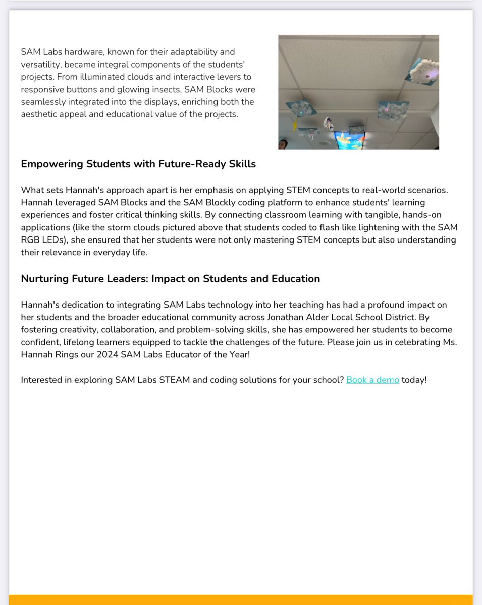 Thank you @SAMLabs for recognizing the amazing things that Hannah does for our @canaan_middle students! 😀 #ElevateAlder #AWSThinkBiGSpace