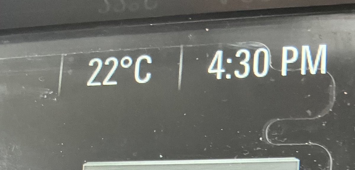 Mrs Cox most definitely has a future meteorologist in her class. The girl told Mrs Cox that she thought the weather would reach 22 degrees. Look what it was on the way home today 😬😬😬 @year5GCP @PrimaryGreat