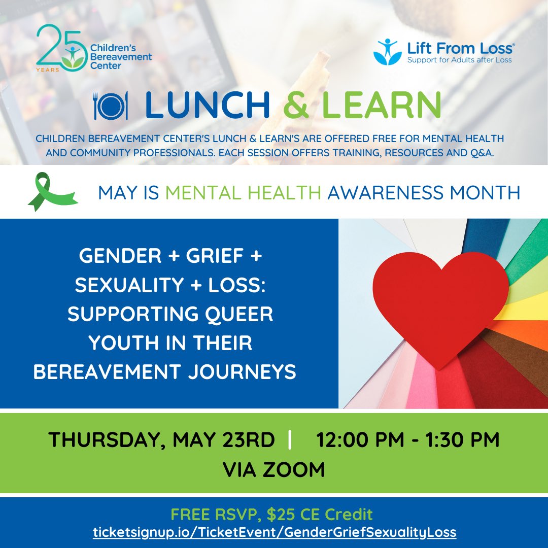 Join us to shed a light and learn about LGBTQAI+ grief and explore strategies to enhance grief literacy and ensure access to compassionate and affirming care for all individuals. 

RSVP ticketsignup.io/TicketEvent/Ge….

#miamicbc #liftfromloss #lgbtqai #lunchandlearn #griefsupportforall