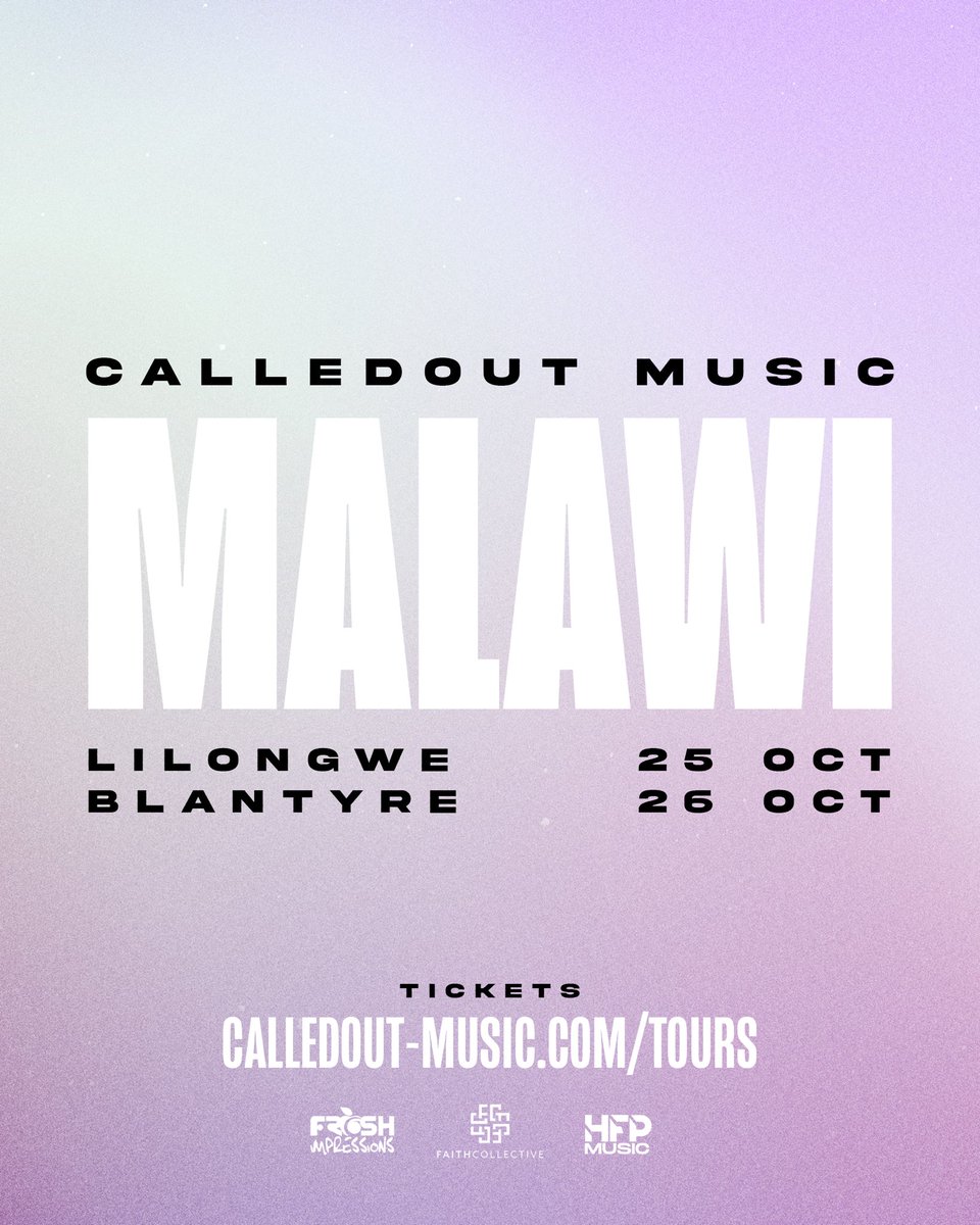 MALAWI 🇲🇼 For the first time ever! I’m excited to be at Lilongwe and Blantyre! If you’re a supporter of what we do and you live in any of these cities, you gotta pull up and come with your friend’s & family too! 

Malawi - We’re coming 🖤

#RadicalTourAfrica #CalledOutMusic