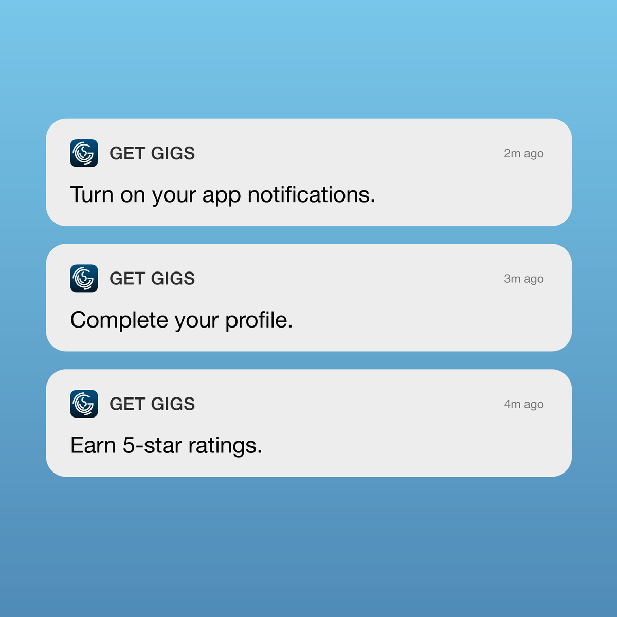 GigSmart Get Gigs tips for increasing your income: Turn on your app notifications, complete your profile, earn 5-star ratings. Haven’t downloaded the Get Gigs app yet? Link in bio.