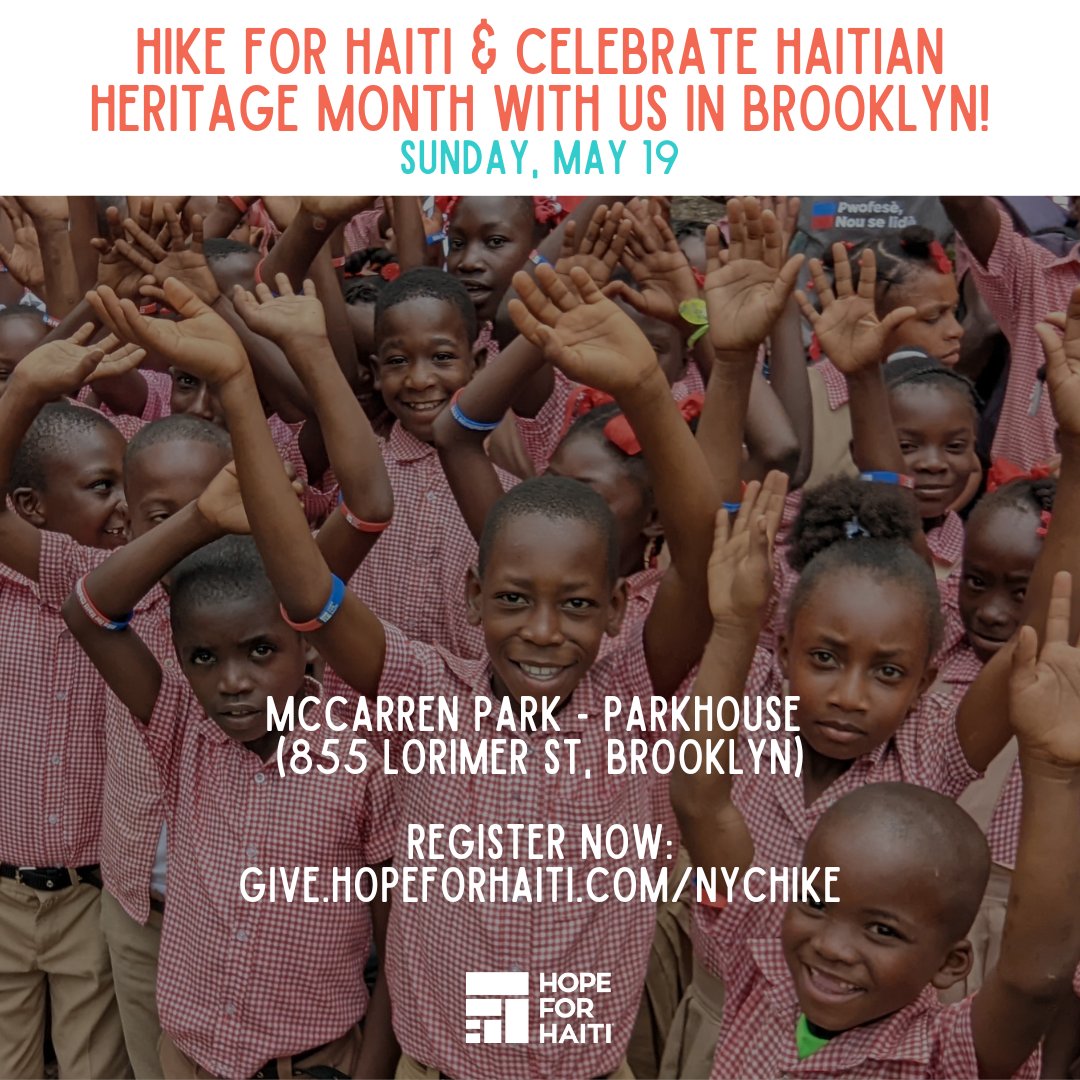 Join Hope for @HopeforHaiti  Sunday, May 19, 2024, for Hike for Haiti - Brooklyn at McCarren Parkhouse at 11:00 AM EST!

#Haiti #HopeforHaiti