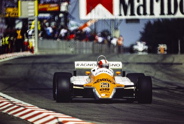 Out of action since breaking his ankles during pre-season testing at Kyalami, Marc Surer returned to Arrows. The Swiss doing well in bringing his A4 home in 7th position, despite sore ankles. 

Belgian Grand Prix, Zolder, 9 May 1982.

📷 Rainer Schlegelmilch 

#F1