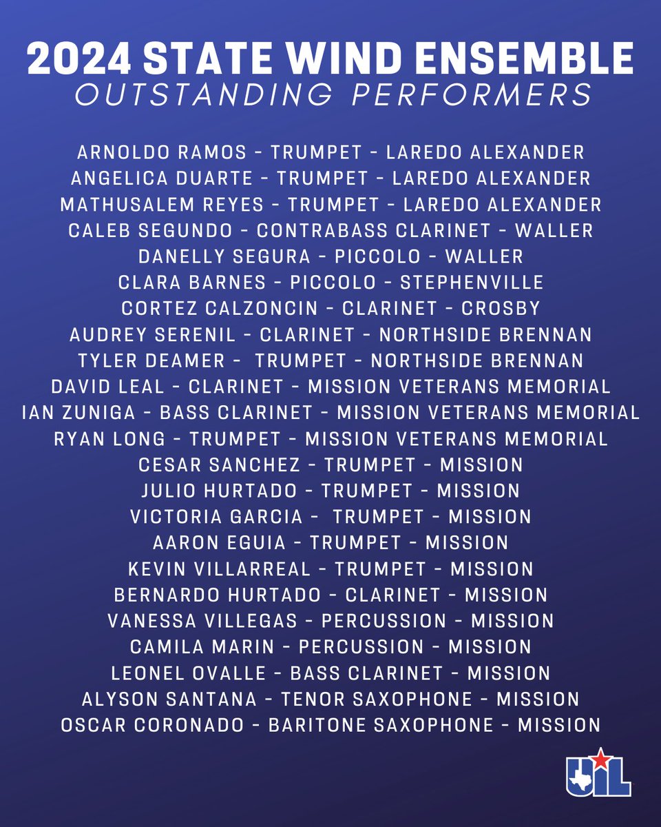 On May 4, some of the state's most talented high school musicians performed at @UTAustin's Butler School of Music for the #UILState Wind Ensemble Festival! Congrats to all performers & big shoutout to those who accomplished the feat of being ranked 'Outstanding Performer'! 🎼