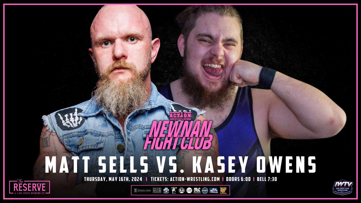 MATCH ANNOUNCEMENT On Thurs May 16th at NEWNAN FIGHT CLUB, the newly bald Matt Sells faces off with The Good Hand's Kasey Owens! Join us at Line Creek Brewing: The Reserve next Thursday night at 730pm!