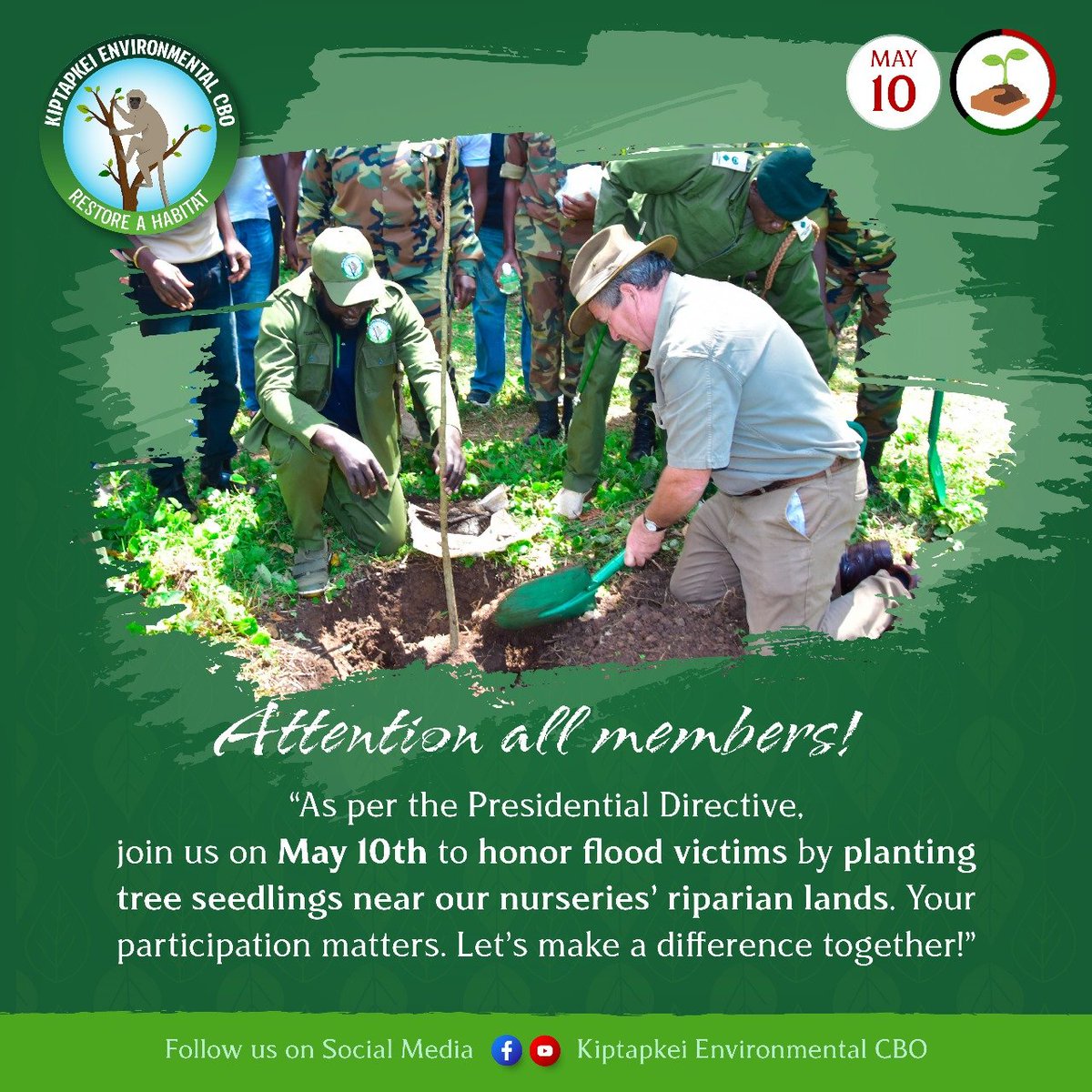 Tomorrow we shall plant trees across our tree nurseries in honour of the victims of the floods that ravaged our motherland & for the mitigation of climate change. Plant a tree with us! @kiptapkei #ClimateActionNow