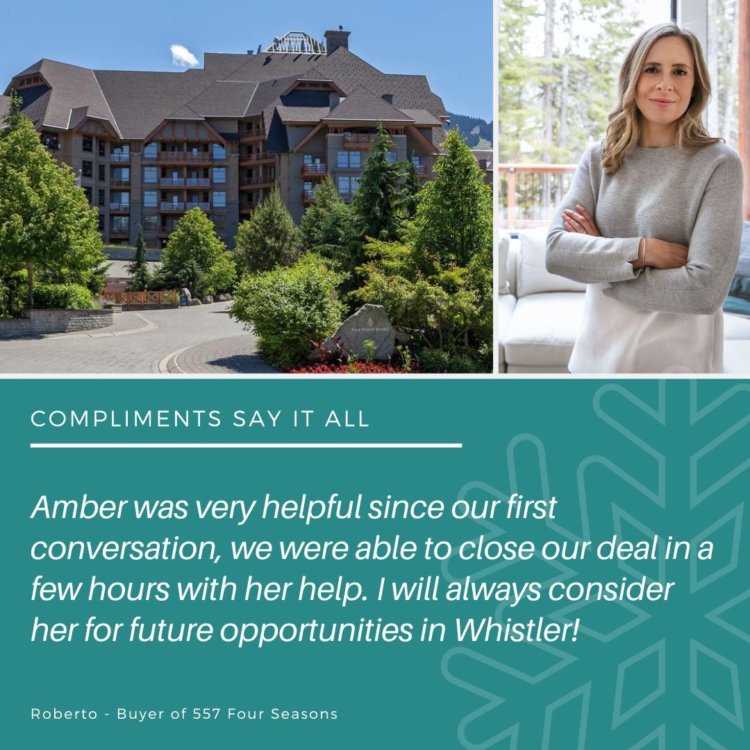 ❤️ Compliments Say It All ❤️

Thank you Roberto - I'm sure you'll love owning in Whistler!

#ComplimentsSayItAll