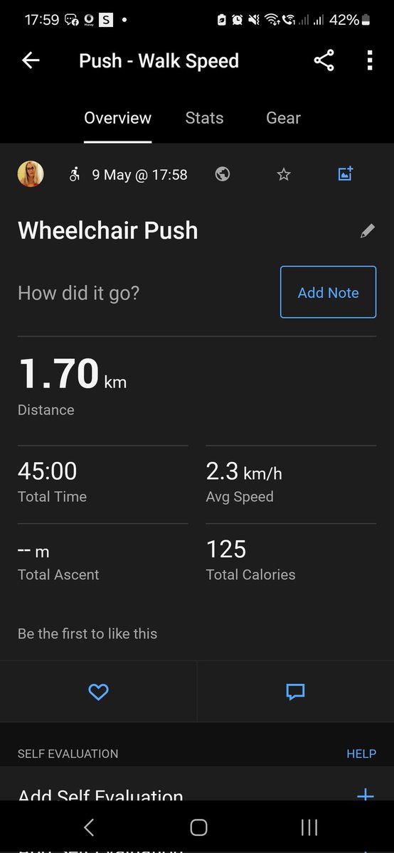 That was so tough... the heat today made it tough to get out for a walk. Being able to push for longer is the plan.. but still no proper plan for a C25K as there doesn't seem to be one for wheelchair users. @AccessForAll7 @IrishWheelchair @ParalympicsIRE 
#MS #wheelchairrunning