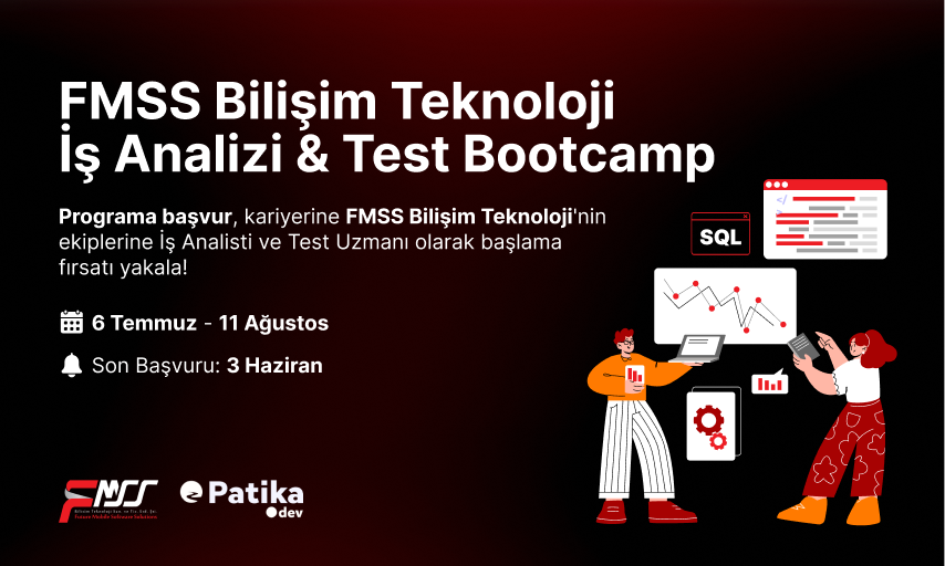 FMSS Bilisim Teknoloji iş birliği ile düzenlediğimiz İş Analizi & Test Bootcamp başlıyor! 🚀 🔗 patika.dev/bootcamp/fmss-… Sektörlerinde lider birçok şirketin güvenilir iş ortağı olan @FmssGlobal, müşterilerine kaliteli teknoloji çözümleri ve profesyonel hizmetler sunmaktadır.…