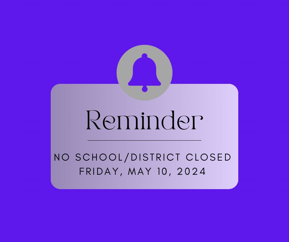Reminder: No School and the District is closed on Friday, May 10th. Congratulations to Bellevue West as they host speech competitions for the National Individual Events Tournament of Champions starting tomorrow!