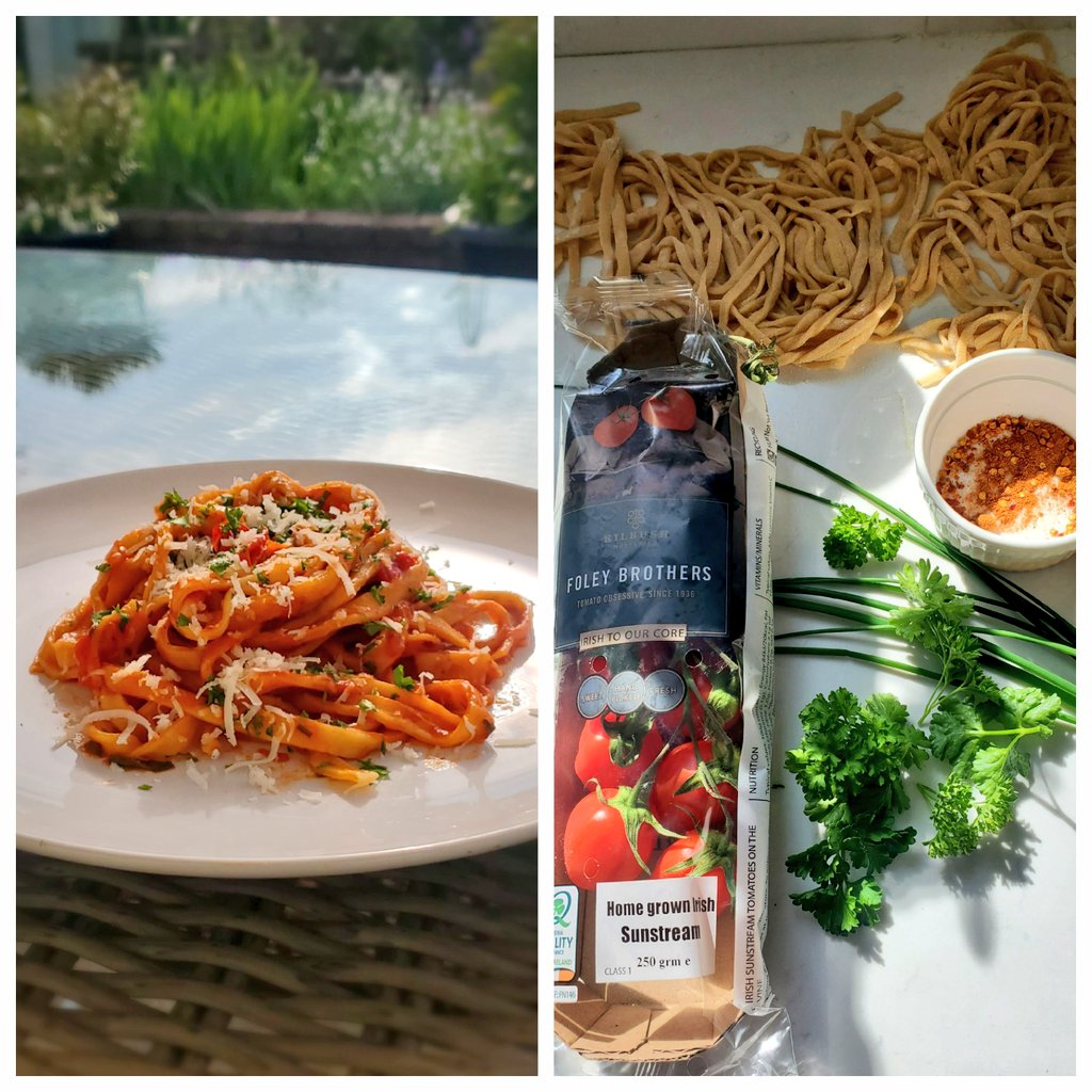 Fresh pasta all’Arrabbiata with Rush Tomatoes and herbs from the garden🍅🍝
#Rushtomatoes #homecooking #freshproduce #supportlocal