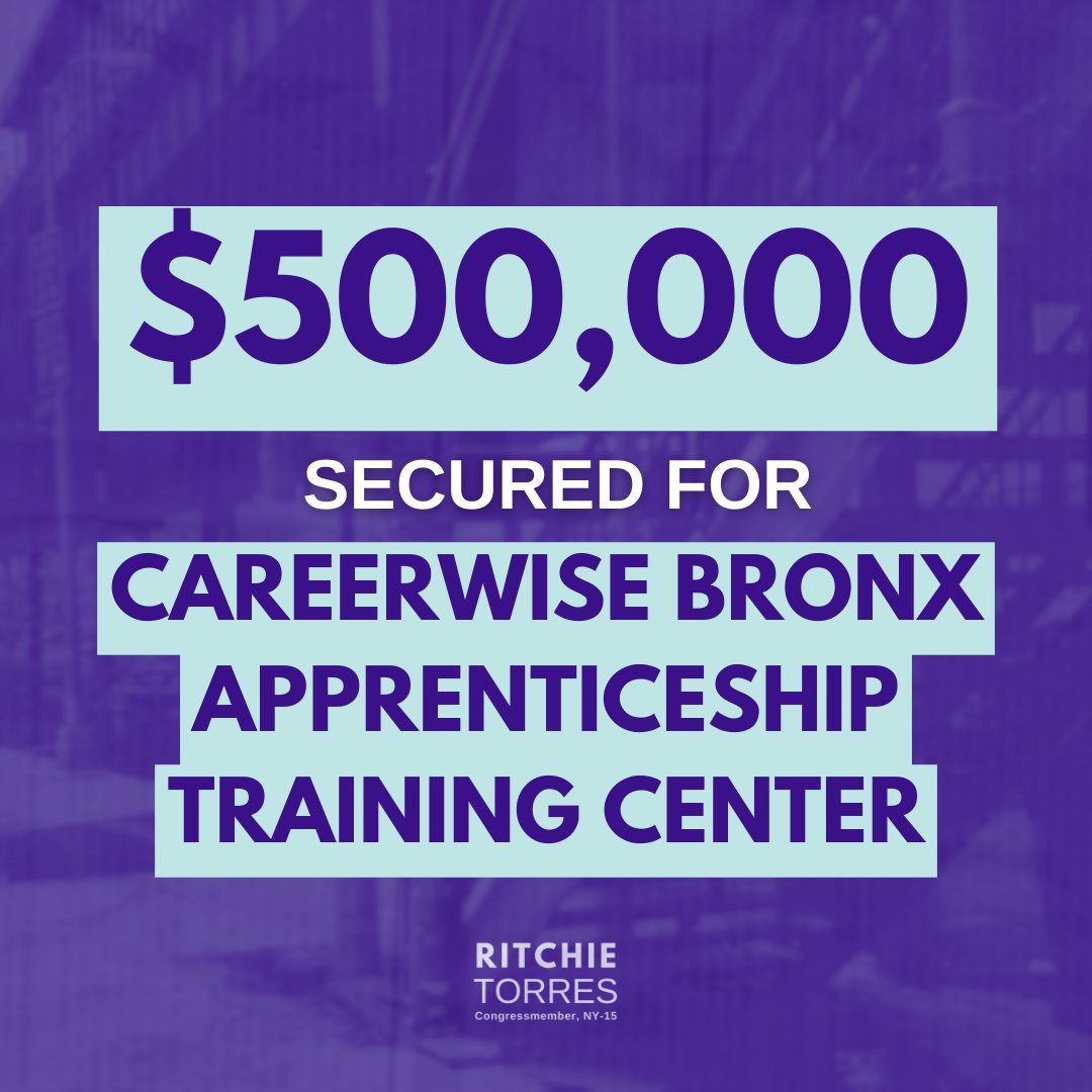 I secured $500,000 for the @CareerWiseNY Bronx Apprenticeship Training Center. CareerWise is a first-of-its-kind modern youth apprenticeship program that offers NYC high school students opportunities in growing industries such as IT, financial services, and business operations.