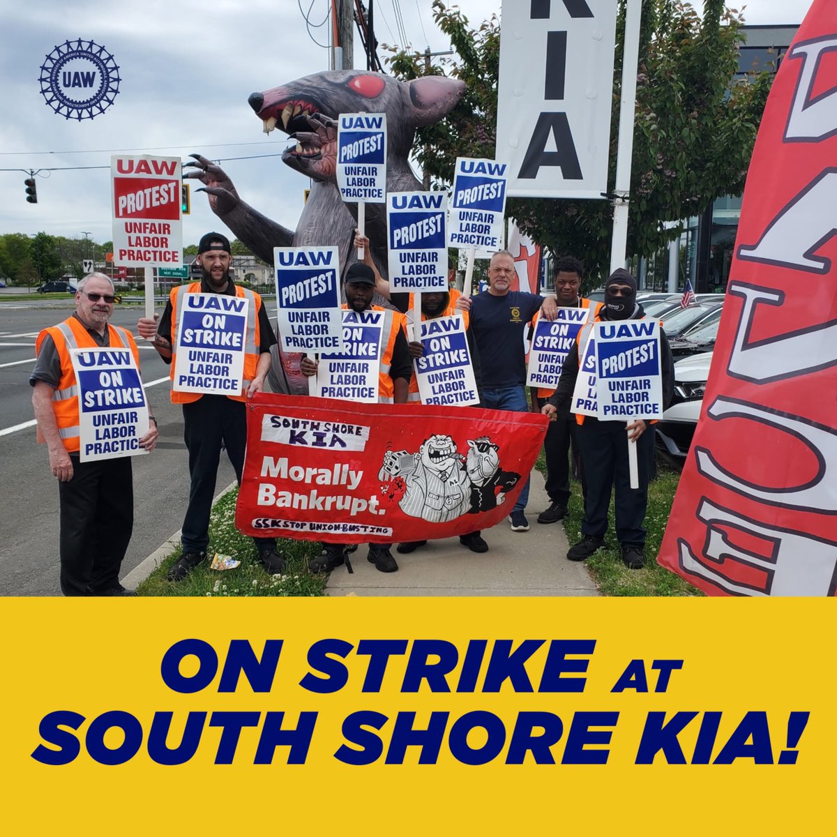 🚨 On strike! 
Service Technicians at South Shore Kia are on strike until they win the contract they deserve with strong wages and benefits and a pathway to retirement.

#StandUpUAW #StandUpKia