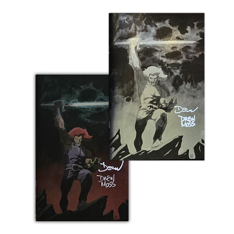 My first time selling a variant cover via my website, you can get a colour or b/w THUNDERCATS #1 foil cover signed by myself and @drew_moss declanshalvey.com/store/p/thunde…