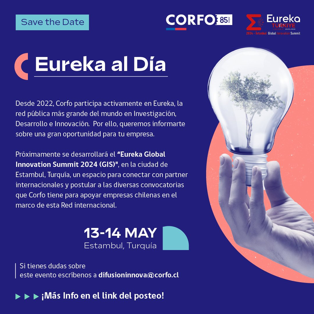 ¡Potenciamos la colaboración de proyectos de I+D+i de la @EUREKA_NETWORK! Te invitamos a participar del próximo 'Eureka Global Innovation Summit 2024' Más información 👉 gis-2024.b2match.io