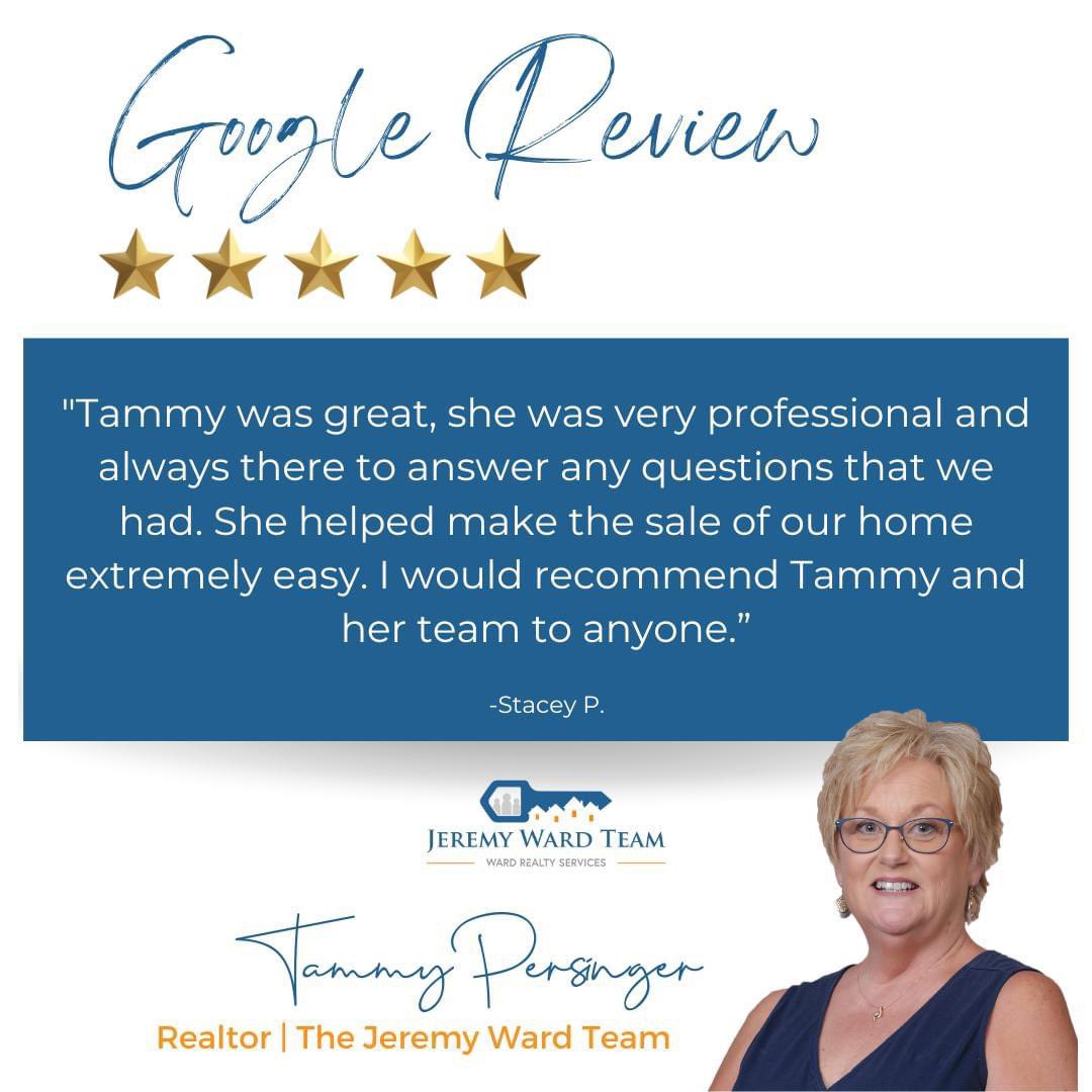 Thank you Stacey for the five star Google review! Tammy is one amazing agent and we thank you for the opportunity to serve you on the sale of your home. Please don’t hesitate to reach out when you need us! #soinrealtor #thejeremywardteam #louisvillerealtor #wardrealtyservices