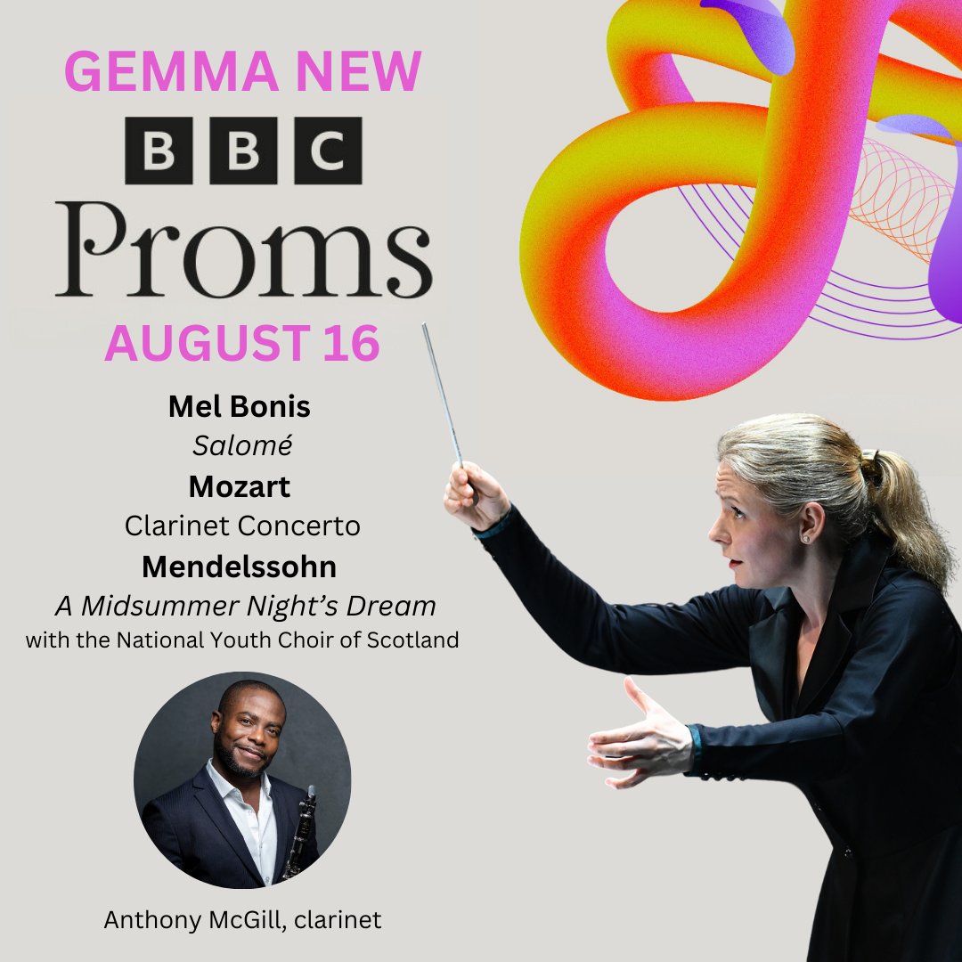 Just announced: @GemmaNewMusic returns to the @BBCProms for a second season in a row! On August 16, 2024, she leads the BBC Scottish Symphony Orchestra @BBCSSO, which she conducted in her Proms debut last summer, on a program of Mel Bonis’s “Salomé”, Mendelssohn’s “A Midsummer…