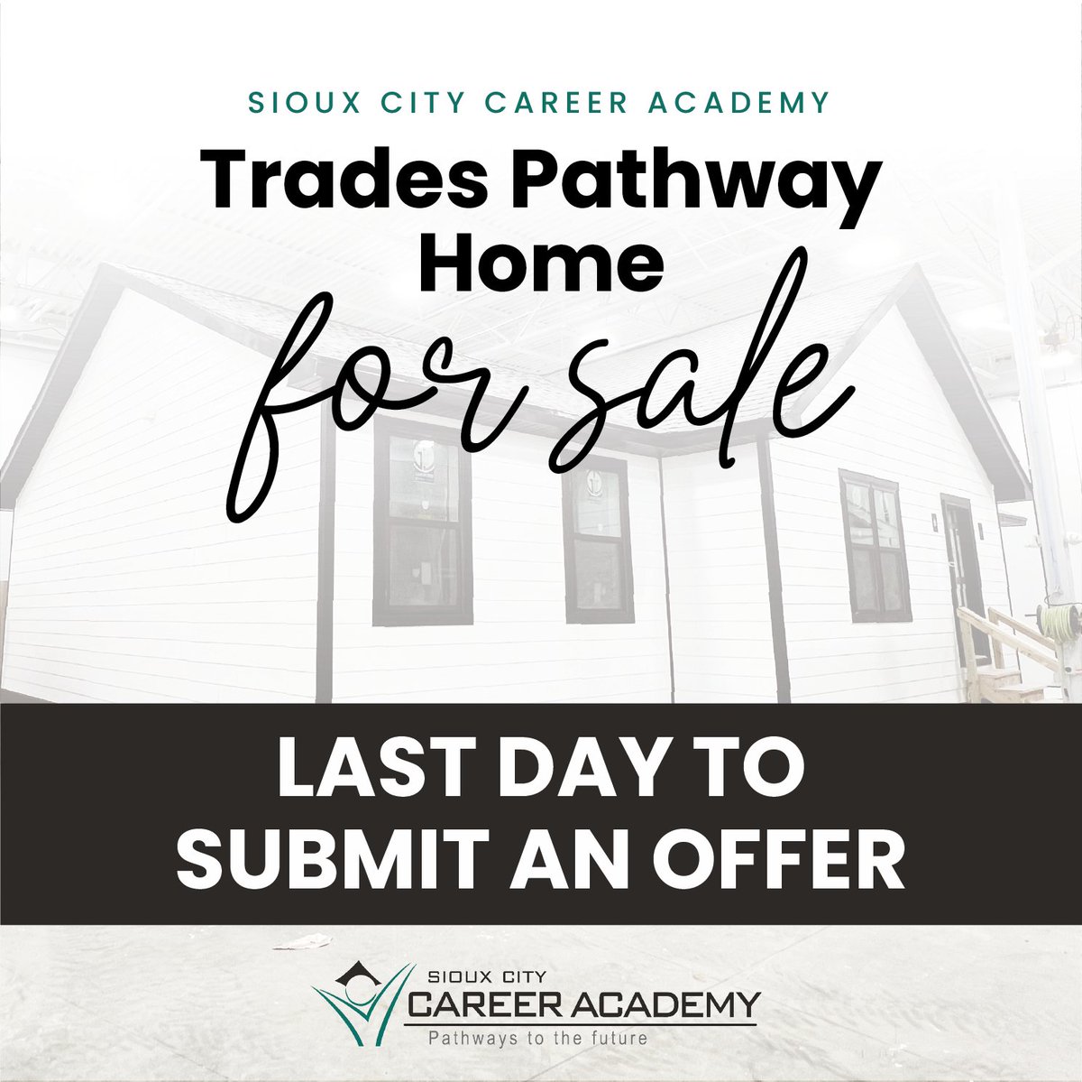 Today is the LAST day to submit an offer on the first-ever Sioux City Career Academy trades pathway home. Interested buyers may submit formal via siouxcityschools.org. Learn more about the offer process here: bit.ly/2023-24-trades….