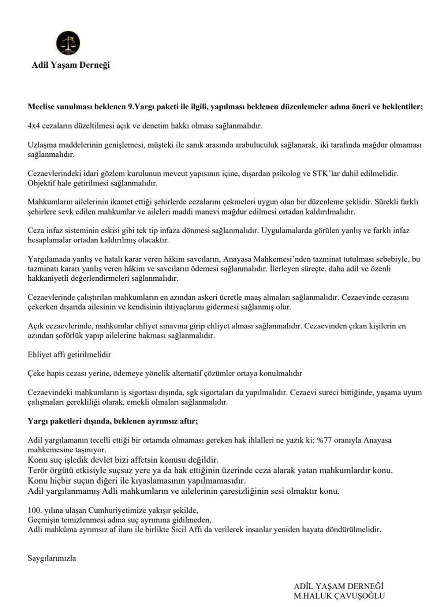 Adile yaşam derneği olarak hazırlamış olduğumuz metni etiketle kullanalım.

 #EşitAf9YargıPaketi